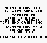 Monster Max title screen for GameBoy